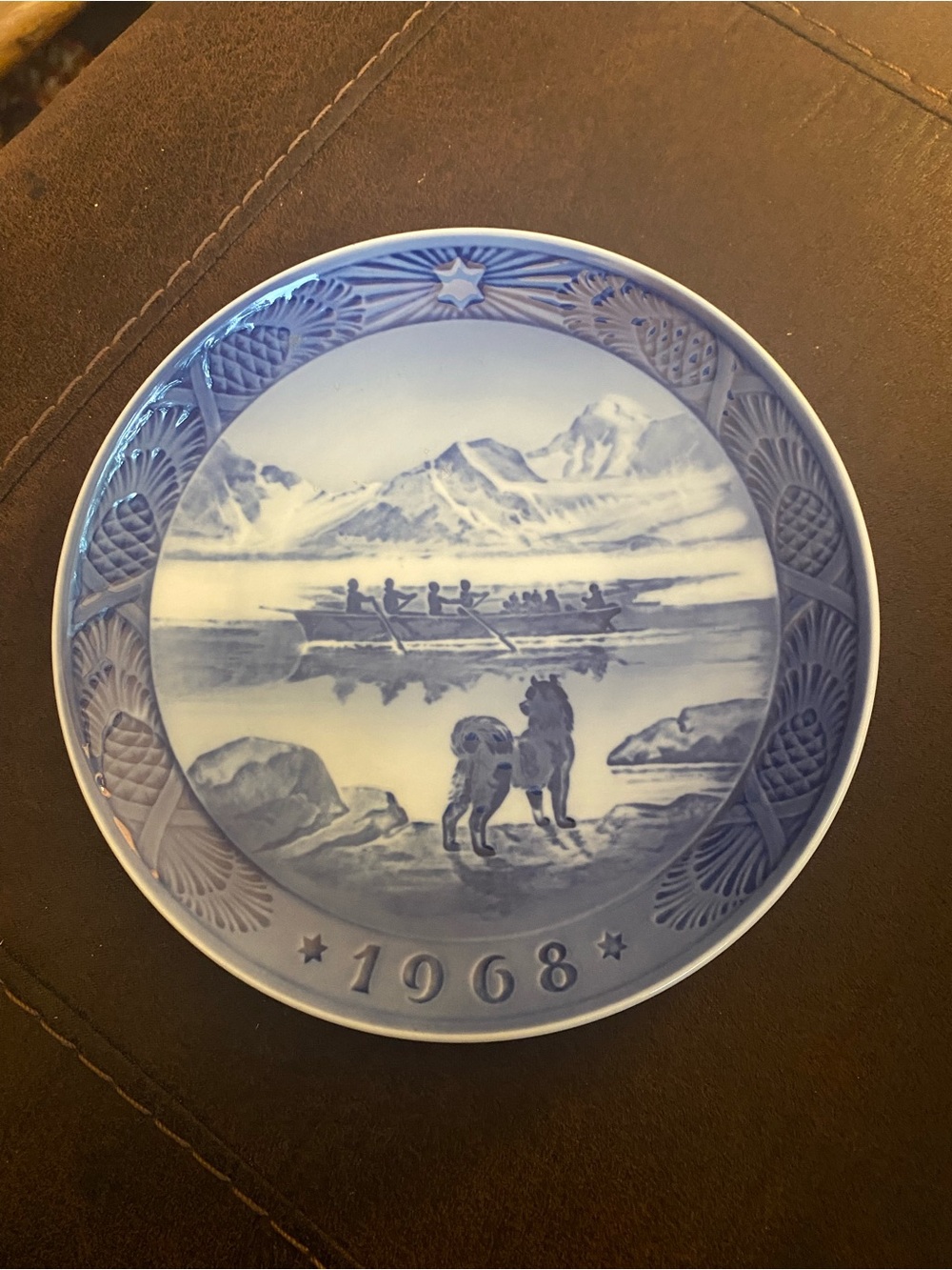Vintage 1968 Royal Copenhagen Christmas Plate - "The Last Umiak" by Kai Lange